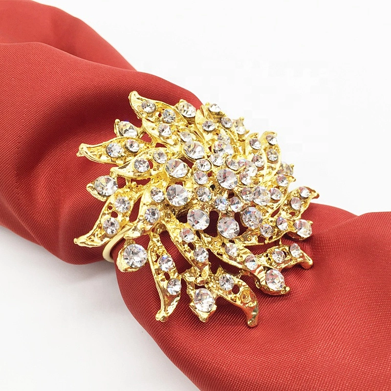 Gold FLORAL RHINESTONE NAPKIN RING