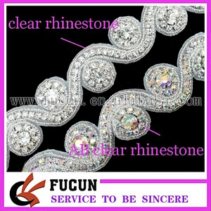 hot sale crystal rhinestone bead trimming for wedding sash