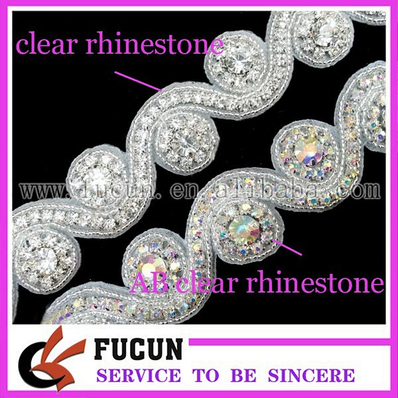 hot sale crystal rhinestone bead trimming for wedding sash