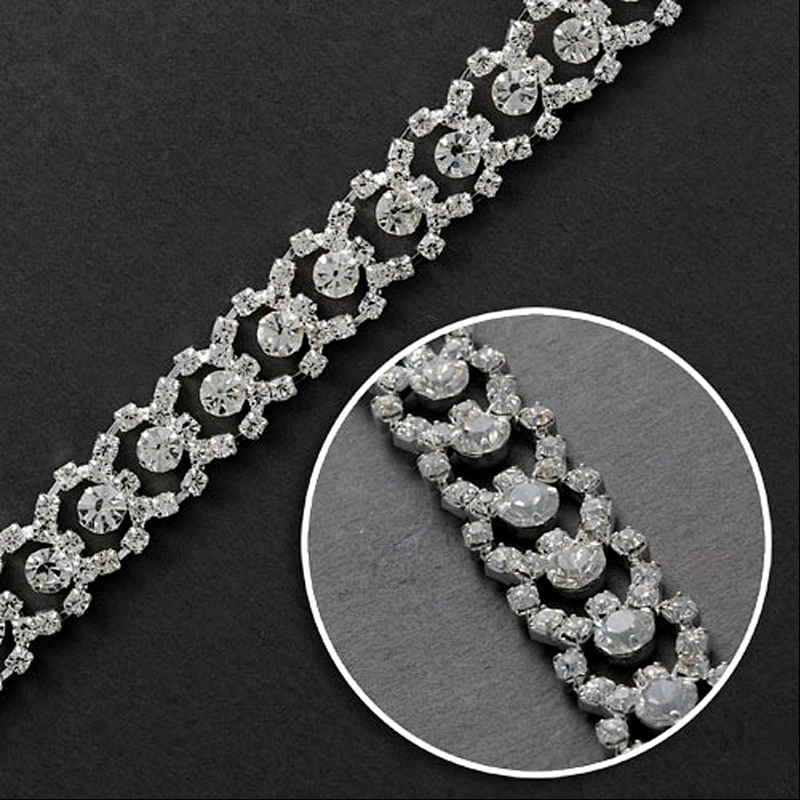 wholesale fashion crystal fancy stone chain trimming for bags and shoes