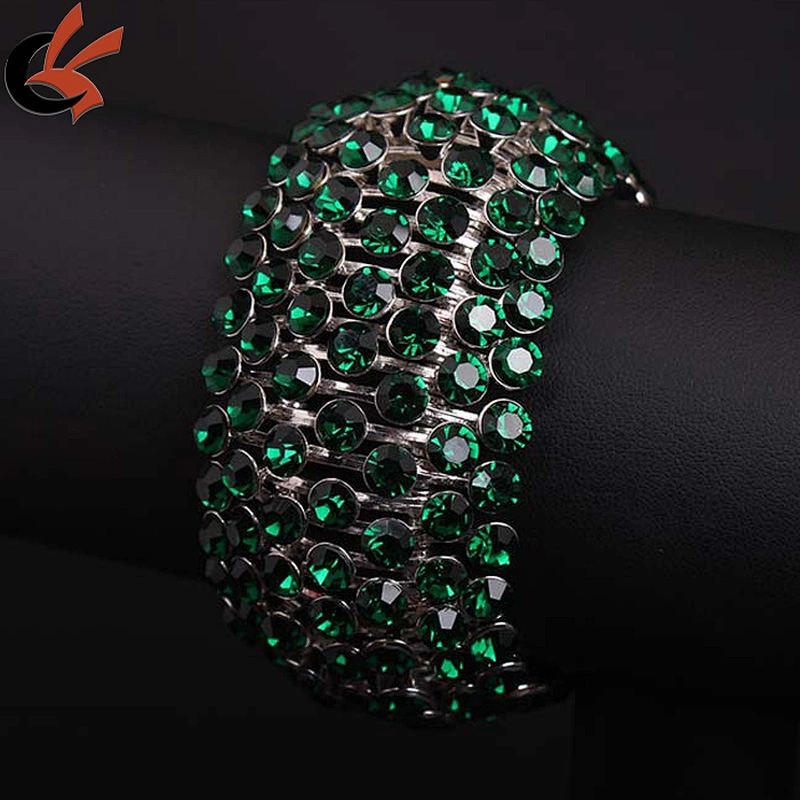 wholesale fashion wide rhinestone bangle elastic crystal rhinestone bracelet