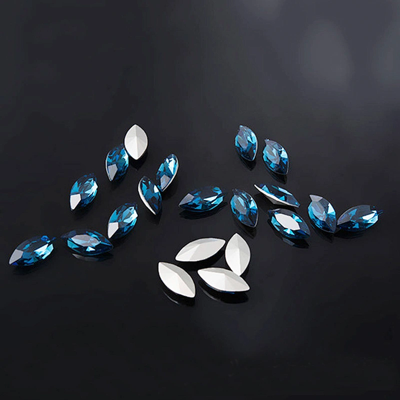 wholesale eye shaped colored loose crystal silver foil point back glass jewelry gemstone