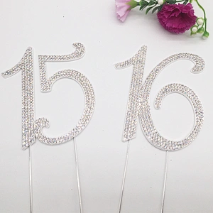 favors gifts birthday cake number rhinestone cake topper for birthday boy and girl