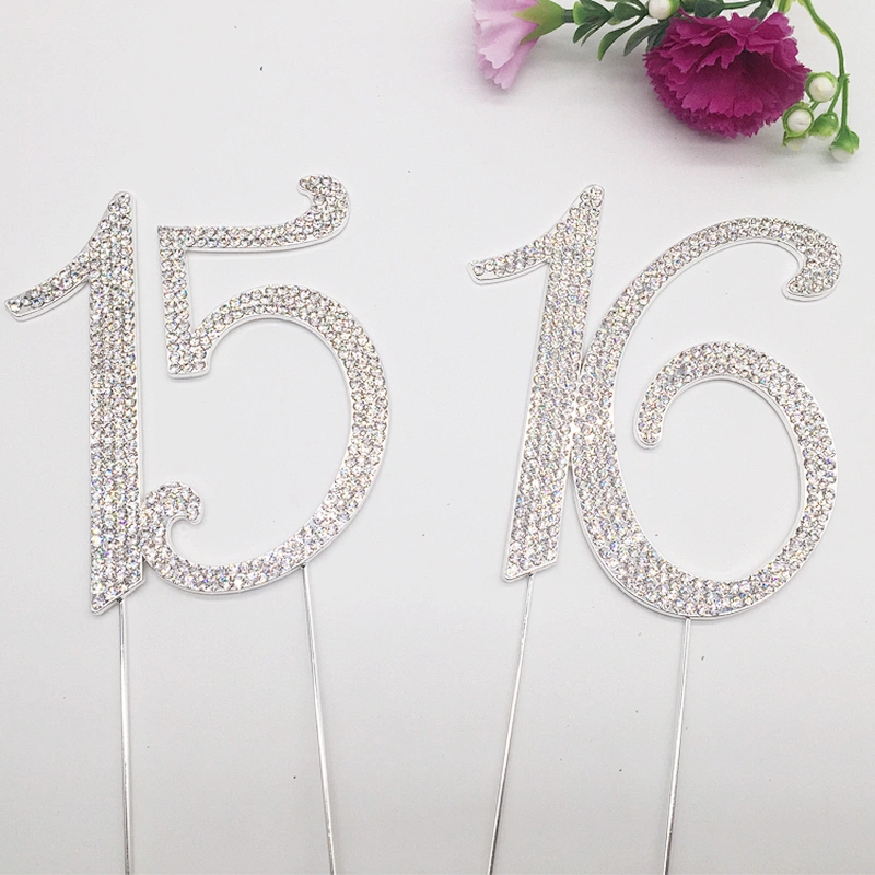 favors gifts birthday cake number rhinestone cake topper for birthday boy and girl