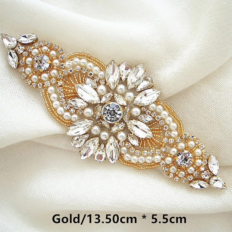 Handmade Bridal Wedding Costume Dress Crystal Rhinestone Flower Patches Applique