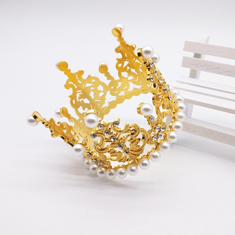New small rhinestone pearl crown cake topper for wedding party cake decoration