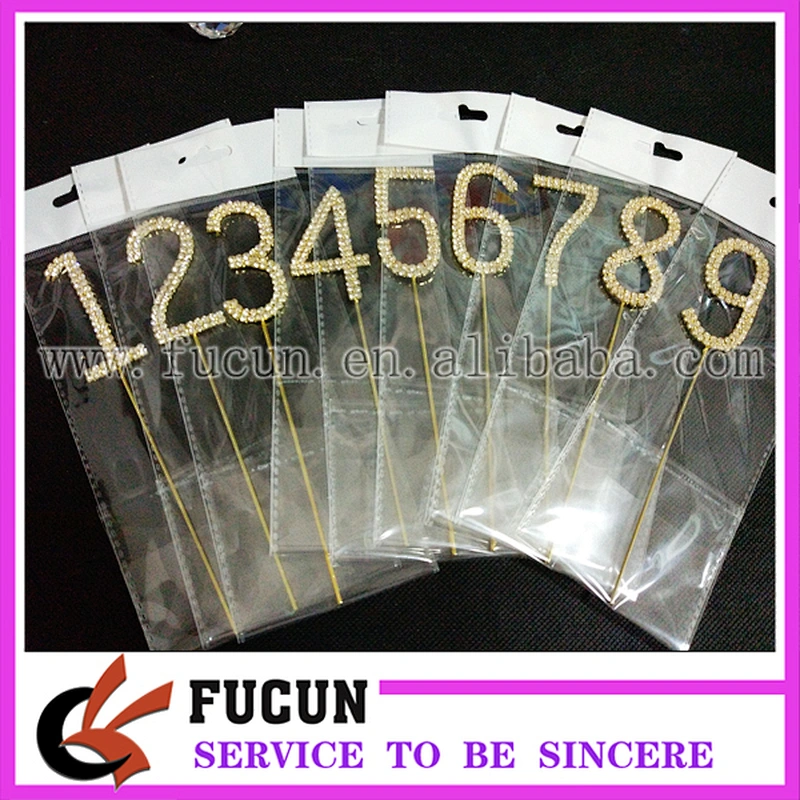 High Quality 6cm number rhinestone cake topper for birthday cake decoration