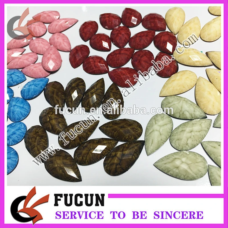cheap factory price flat back multi color epoxy resin teardrop stone