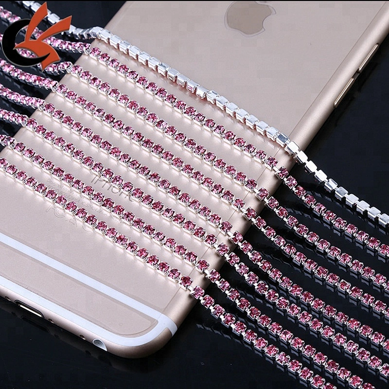 Colour crystal gold tone rhinestone chain roll wedding rhinestone chain