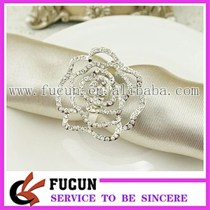Decorative fancy handmade rhinestone ab rose napkin ring holder for weddings