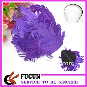 purple curl feather for hair decoration