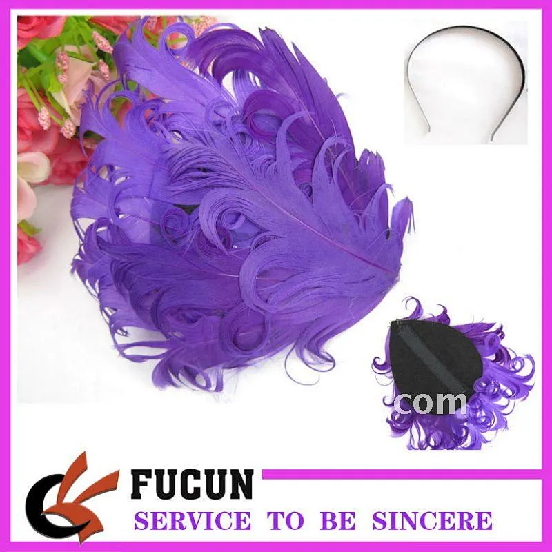 purple curl feather for hair decoration