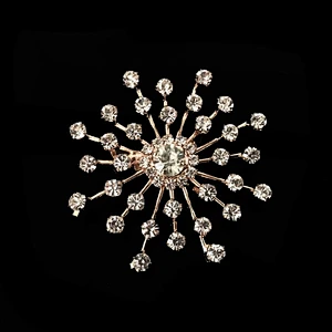 Women Jewelry Accessories rose gold plating rhinestone snowflake brooch for wedding accessories