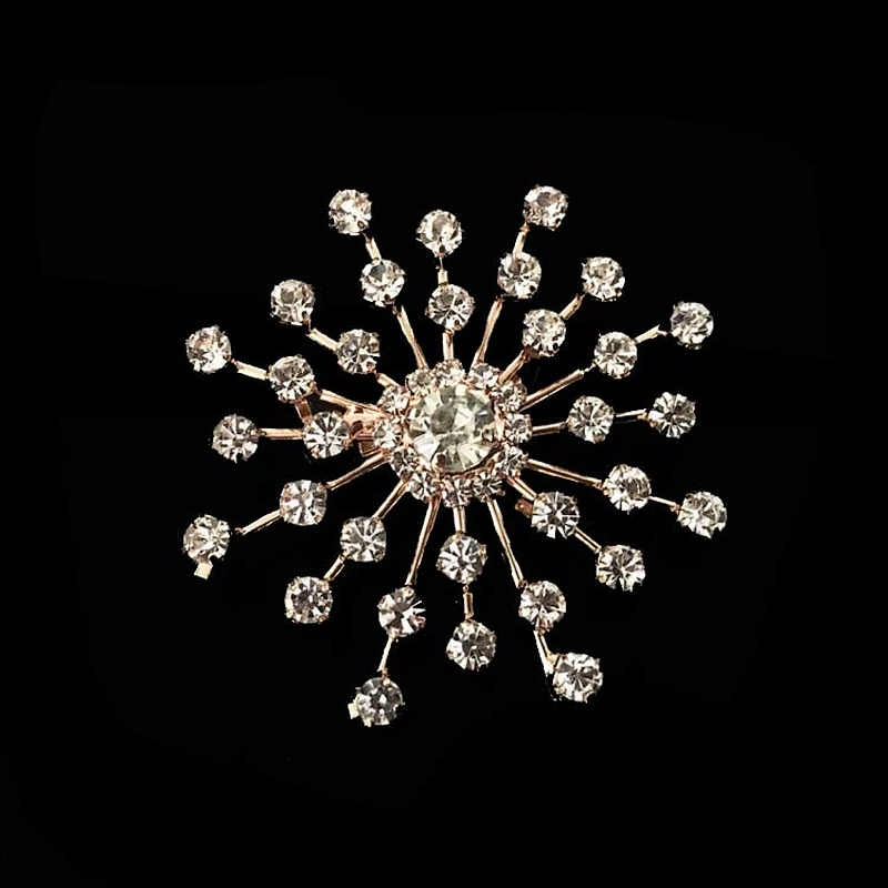 Women Jewelry Accessories rose gold plating rhinestone snowflake brooch for wedding accessories
