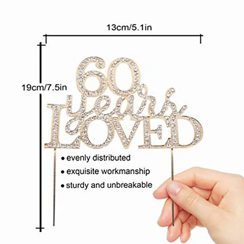 Sparkling gold crystal Rhinestone Cake Topper for Anniversary