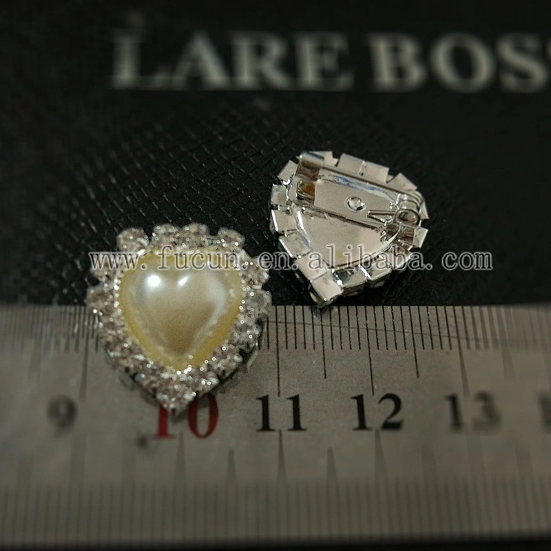 rhinestone pearl heart shape buckles for wedding invitation