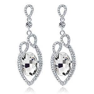 Art Deco Bridesmaid Teardrop Glass Rhinestone Earrings