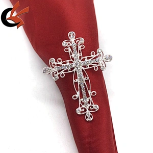 Wedding party christening table decoration rhinestone cross napkin ring holders