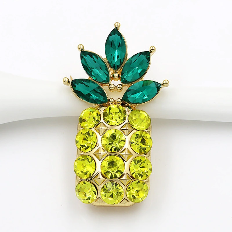 2018 new style pineapple design silver plating jewelry diamond rhinestone brooches for women