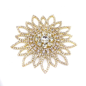 Gold Flatback Sunflower Sew On Crystal Rhinestone Applique
