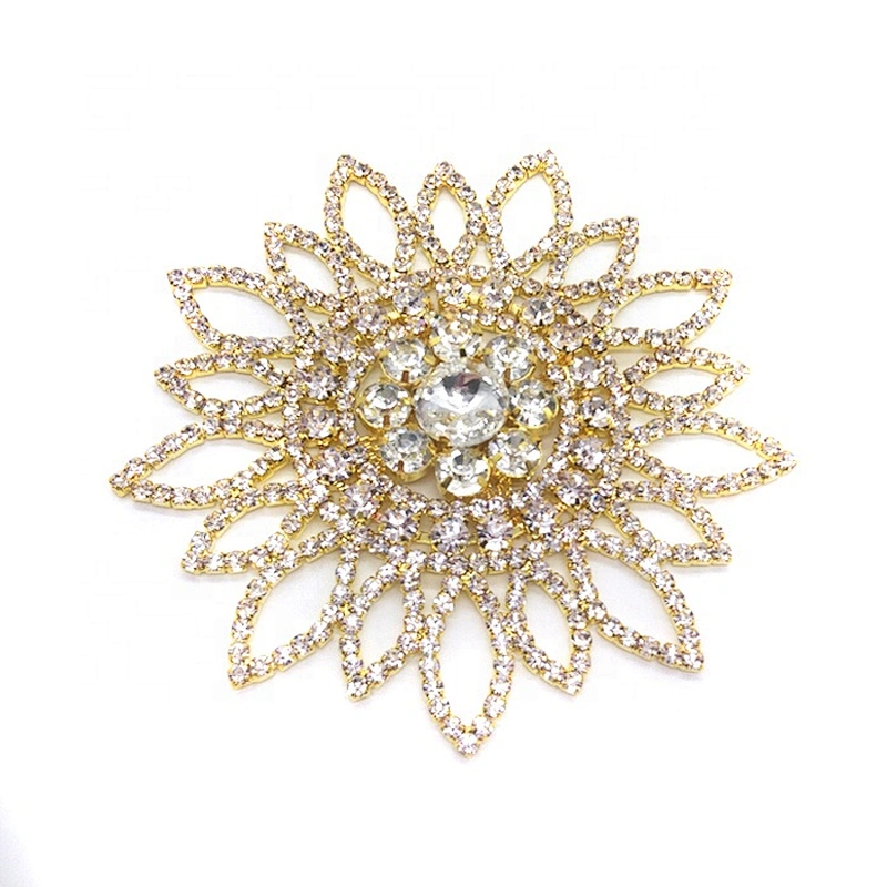 Gold Flatback Sunflower Sew On Crystal Rhinestone Applique