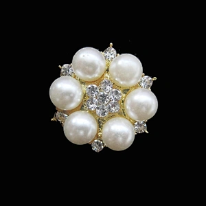 cheap wedding decoration fancy imitated small size pearl beaded button brooch