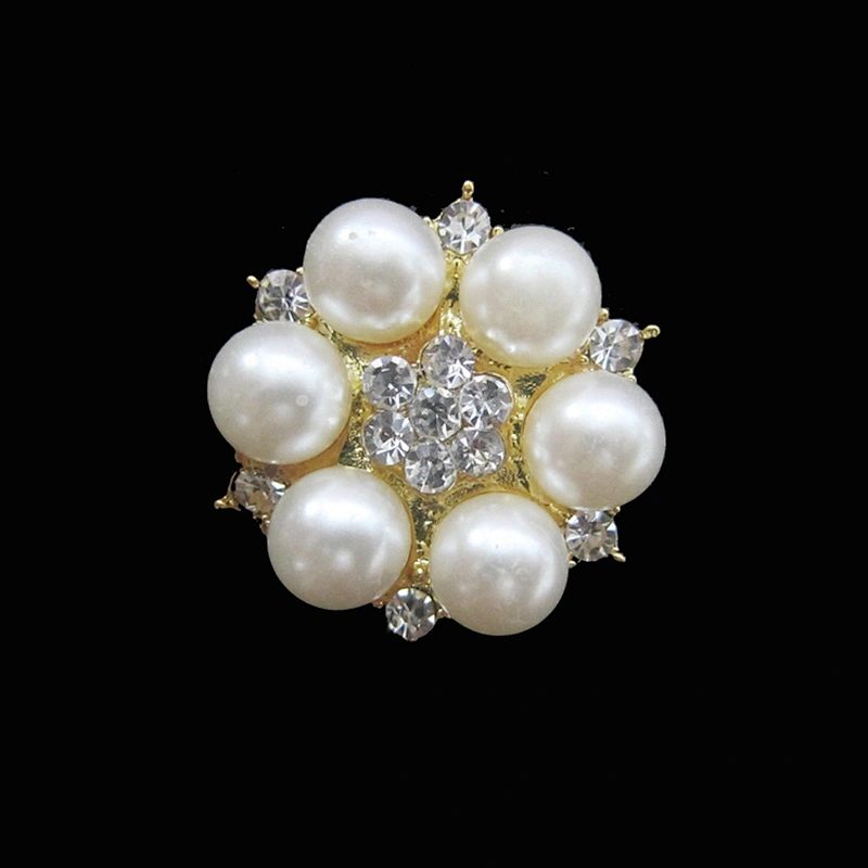 cheap wedding decoration fancy imitated small size pearl beaded button brooch
