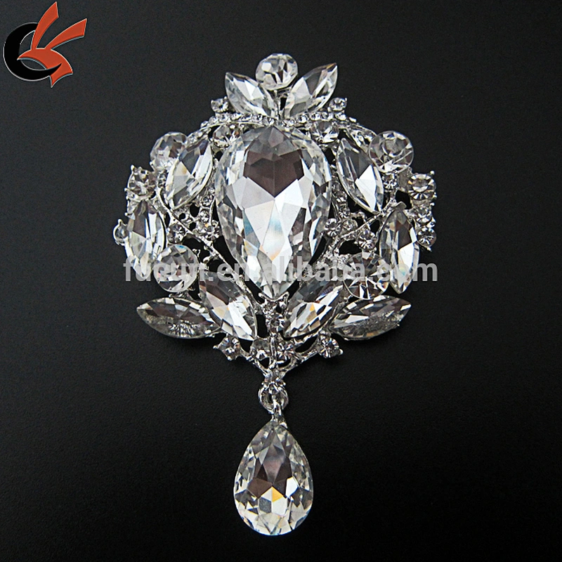 Jewelry Custom wedding crystal rhinestone Silver Plated Brooch
