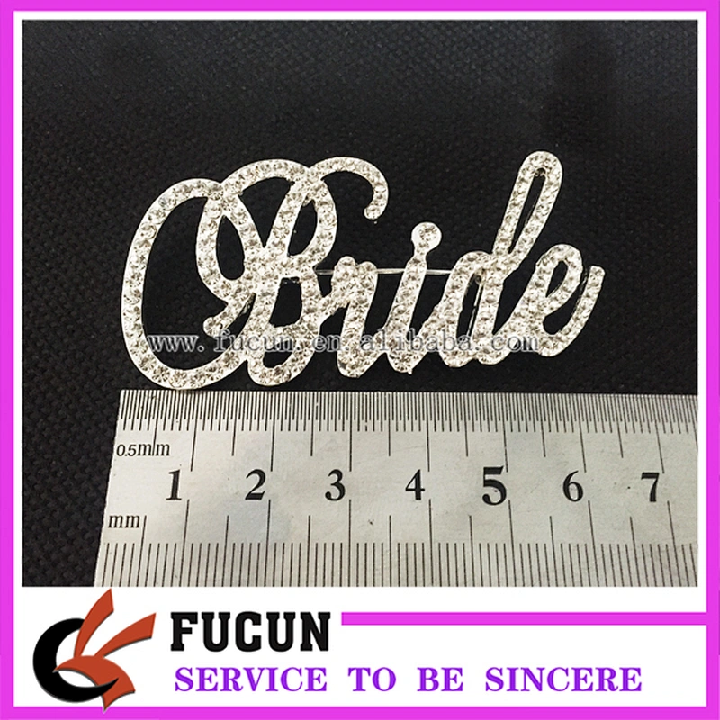 Customized Beautiful Crystal Bride Brooch Words Pins Decorative Brooch For Wedding Accessories