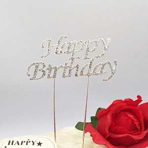 party cake decor happy birthday rhinestone cake topper