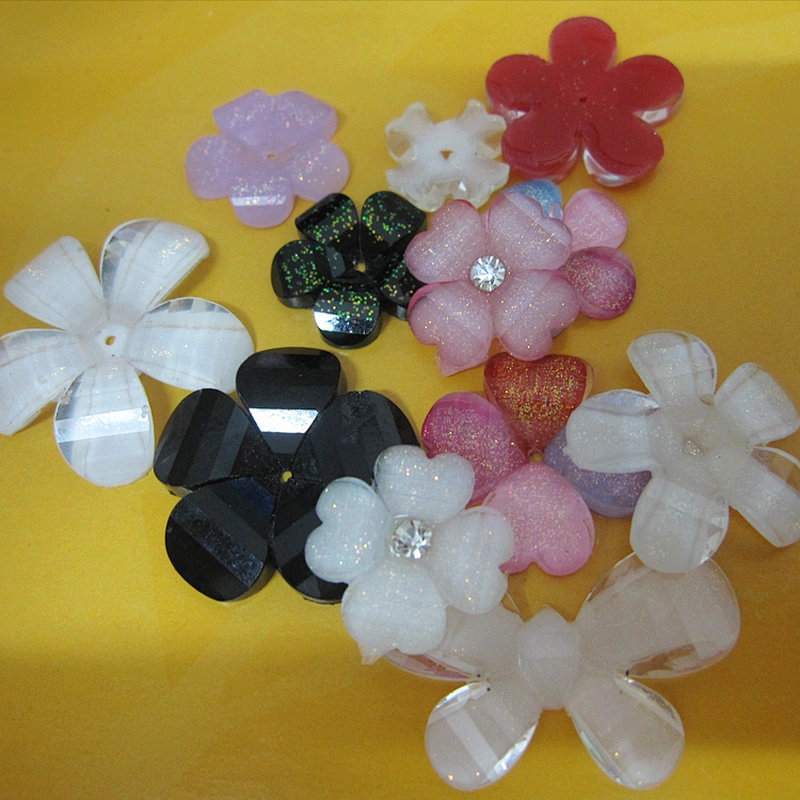 Resin rhinestone flower bead