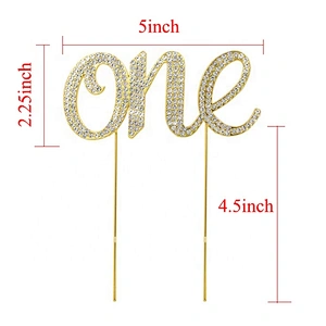 Customized First Birthday Decorations Gold One Cake Topper