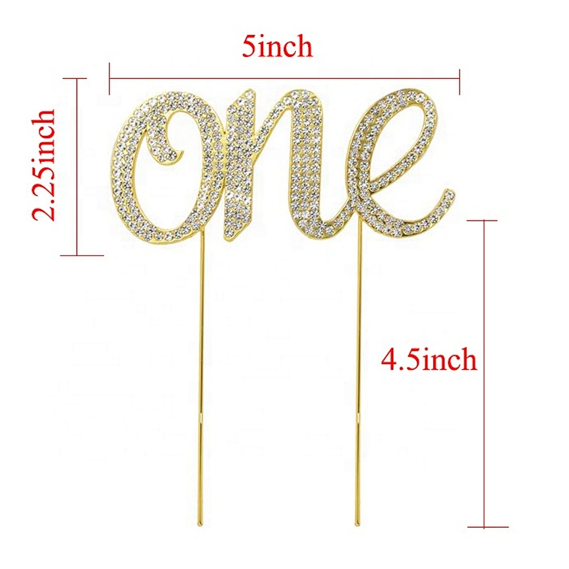 Customized First Birthday Decorations Gold One Cake Topper