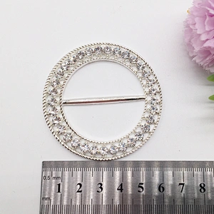 High quality 58mm diamond crystal wedding chair brooch sash rhinestone ribbon buckle