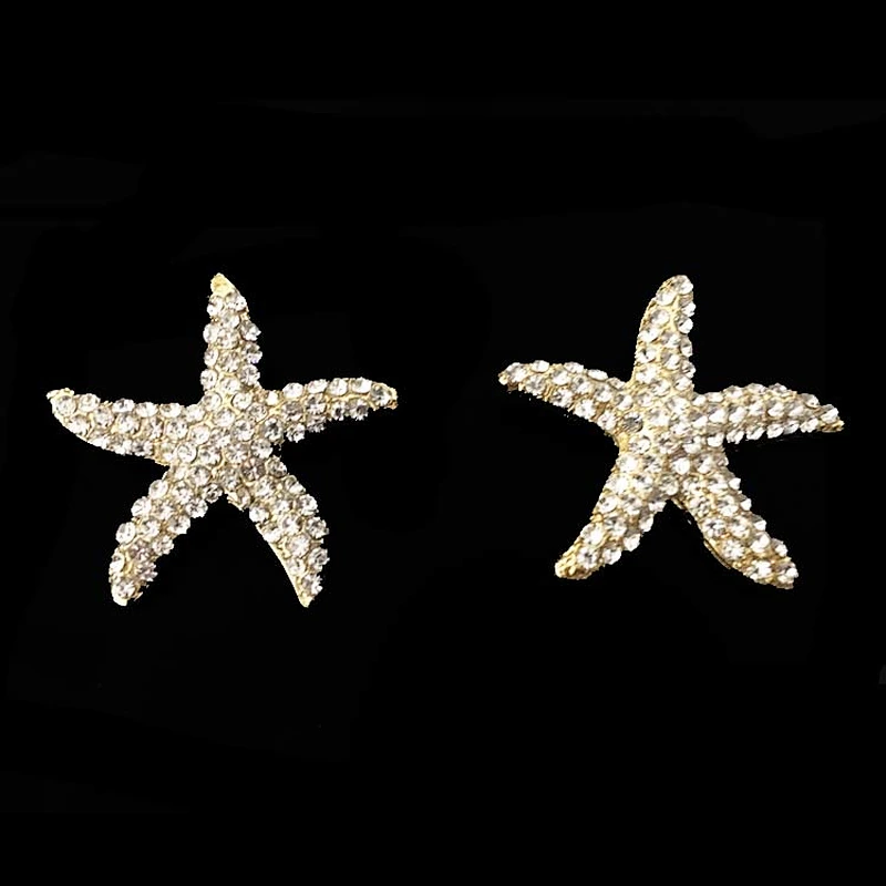 Popular wholesale shinny fashion Wedding Invitation Starfish Rhinestone Buckles With Slider Back