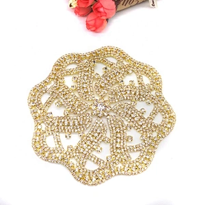 Custom Gold Sew on Large Crystal Rhinestone Appliques