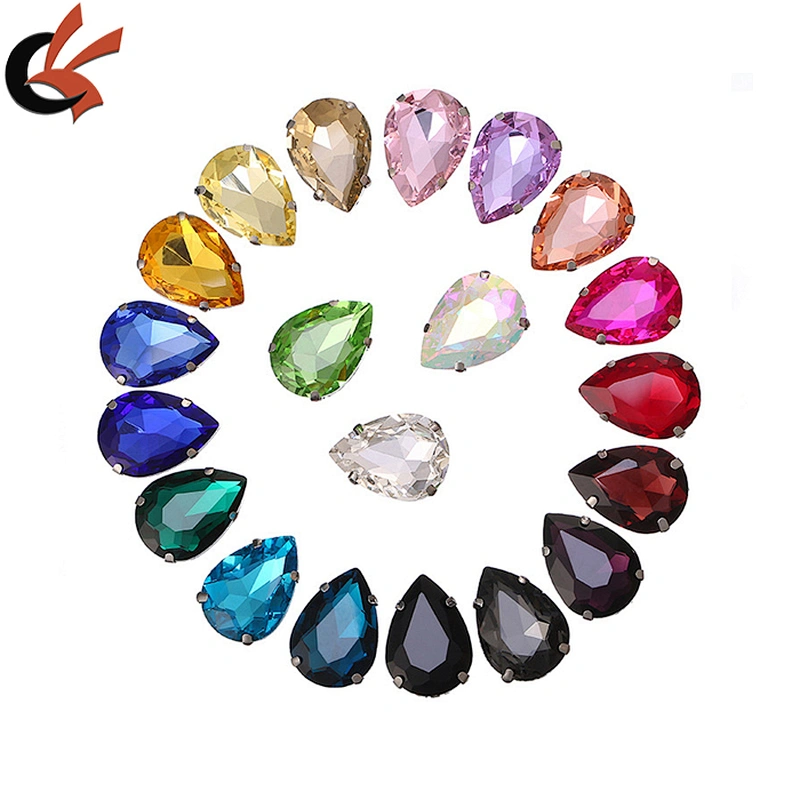 flat back sew on acrylic rhinestone with metal for garment decoration
