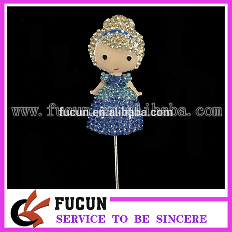 New Princess figure girl's party decorative sparkling cyrstal cake topper