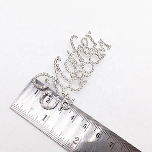 New item style 2019 custom silver words rhinestone alphabet crystal paved brooch pin for wedding
