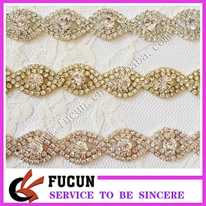 Rhinestone Applique Crystal Trim for Bridal Sash