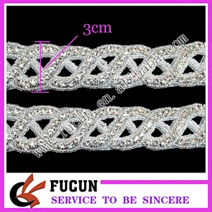 rhinestone appliques rhinestone tape beaded rhinestone lace for wedding decoration