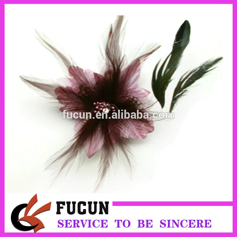 handmade women lady bridal wedding party fascinator hair clip feather accessory