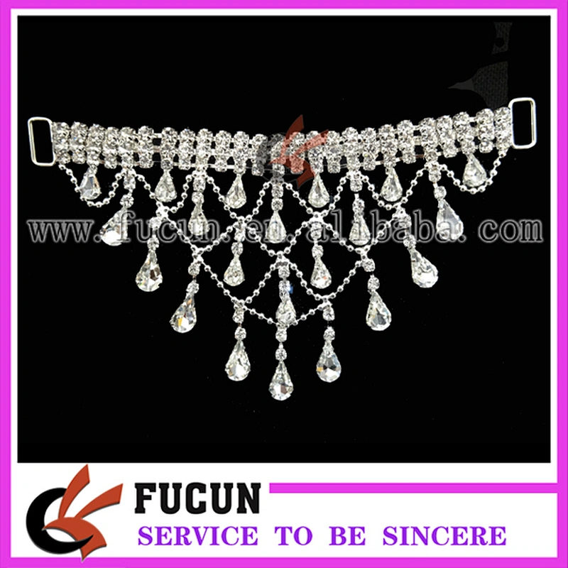 Fashion decorative metal bikini accessory crystal rhinestone bikini connector for swimwear