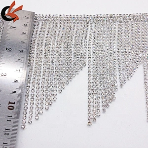 Wholesale sewing 11cm tassel length crystal rhinestones appliques fringe trimmings
