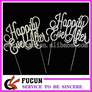 happy ever after Silver Crystal Rhinestone Cake Topper Bling Party Favor