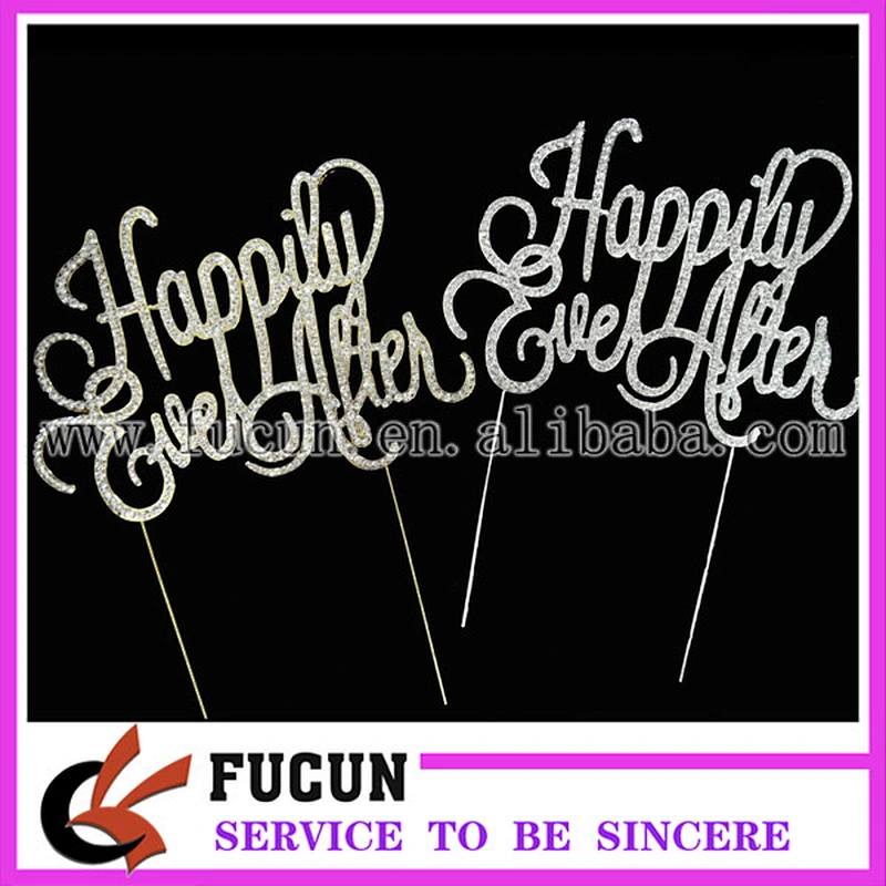 happy ever after Silver Crystal Rhinestone Cake Topper Bling Party Favor
