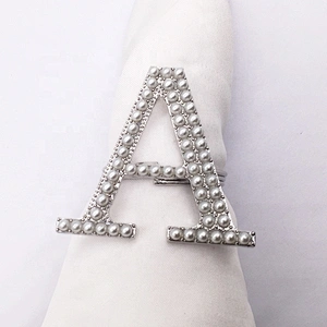 New styles wedding table application pearl rhinestones crystal silver napkin ring