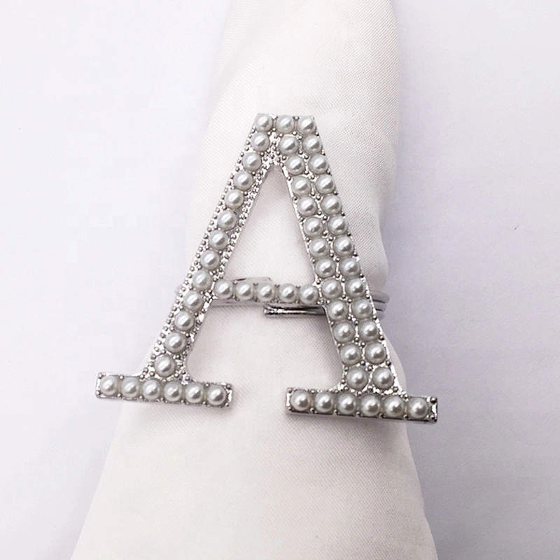 New styles wedding table application pearl rhinestones crystal silver napkin ring