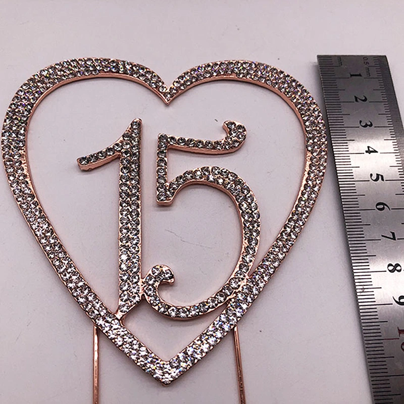 2019 sparkle rose gold plated crystal birthday  cake topper wholesale