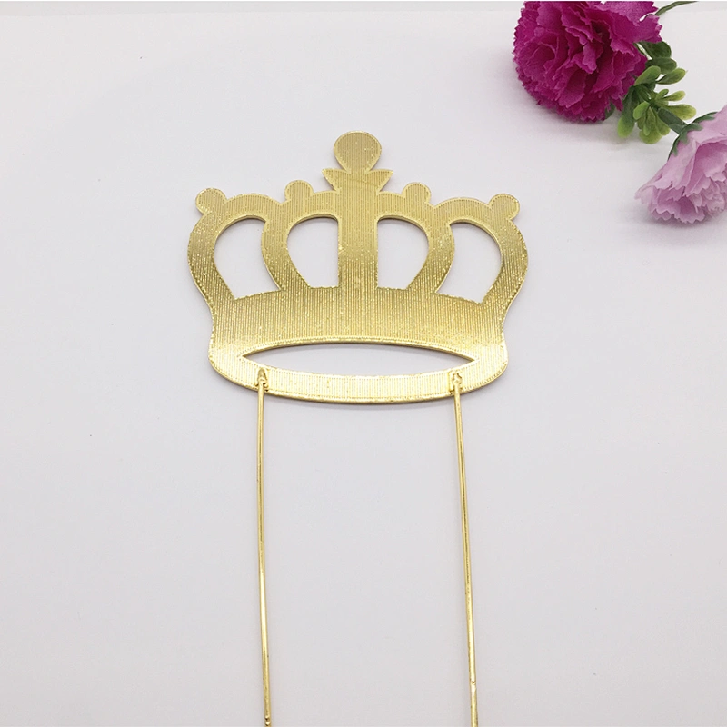 gold plated wedding birthday tiara crown shape crystal cake topper cake decoration